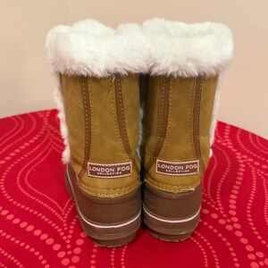 London Fog Kids' Brown and White Furry Boots